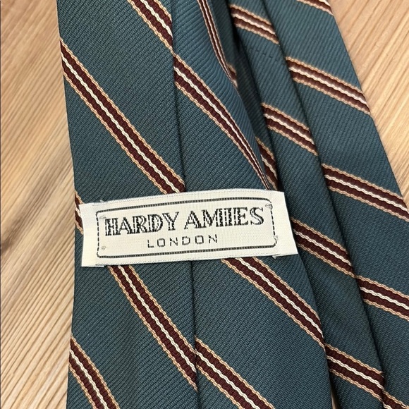 Hardy Amies Teal Striped Tie - Picture 2 of 6